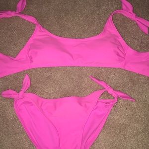 Neon pink athletic full coverage bikini